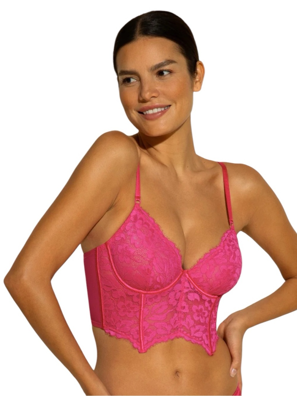 NWT Cosabella Magnolia Longline Underwire Bra 34C Flori Pink Lace Bustier